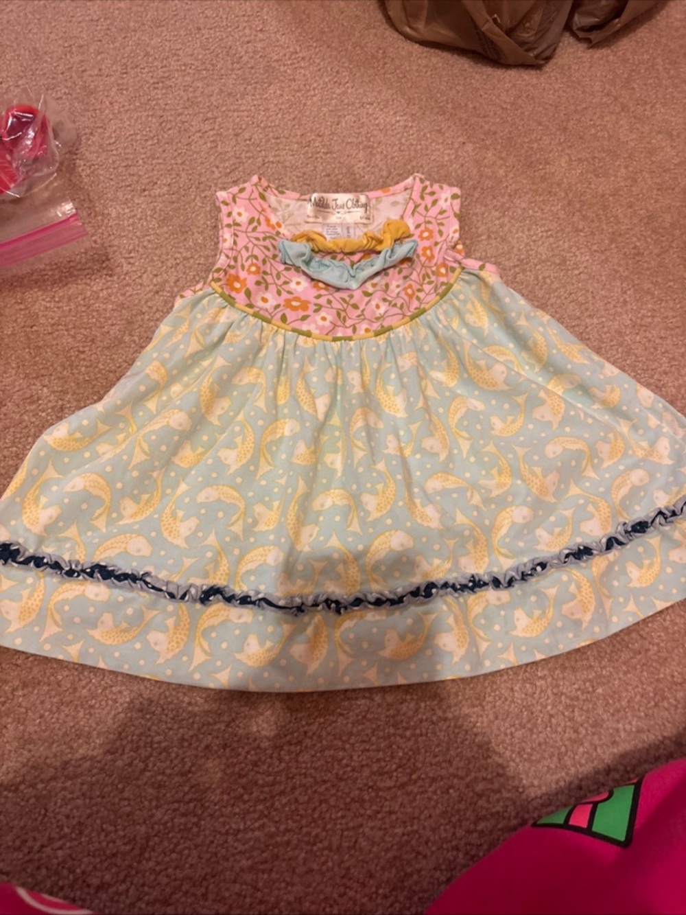 Matilda Jane Clothing Baby Girl Size 12 M Floral & Koi Fish Dress/Tunic Top LN